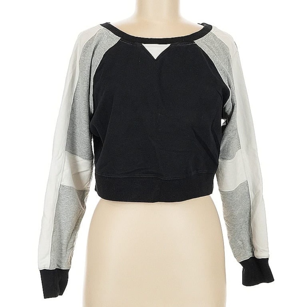 Blanc Noir Color Block Cropped Sweatshirt